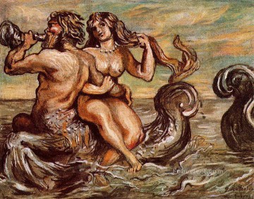 ninfa con tritón Giorgio de Chirico Desnudo impresionista Pinturas al óleo